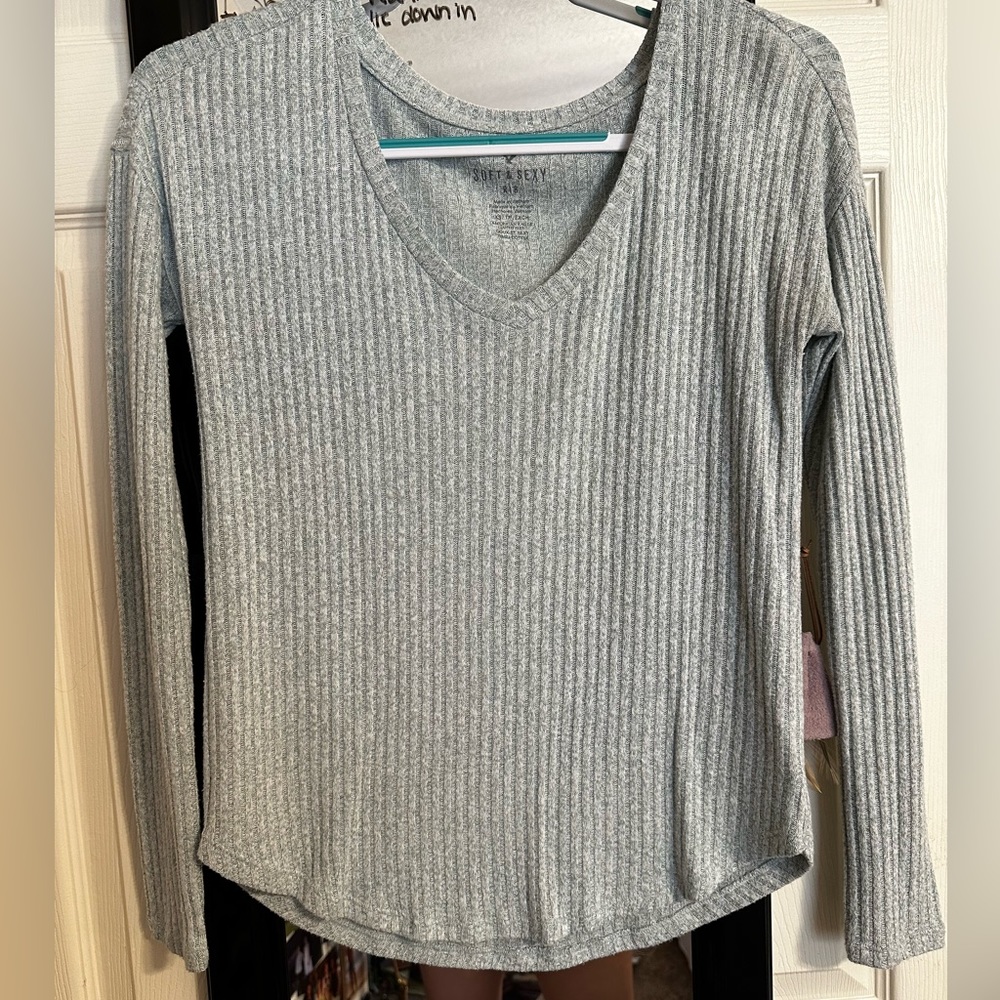 Baby Blue Ribbed Long Sleeve